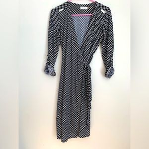 Calvin Klein Black and White Patterned Wrap Dress